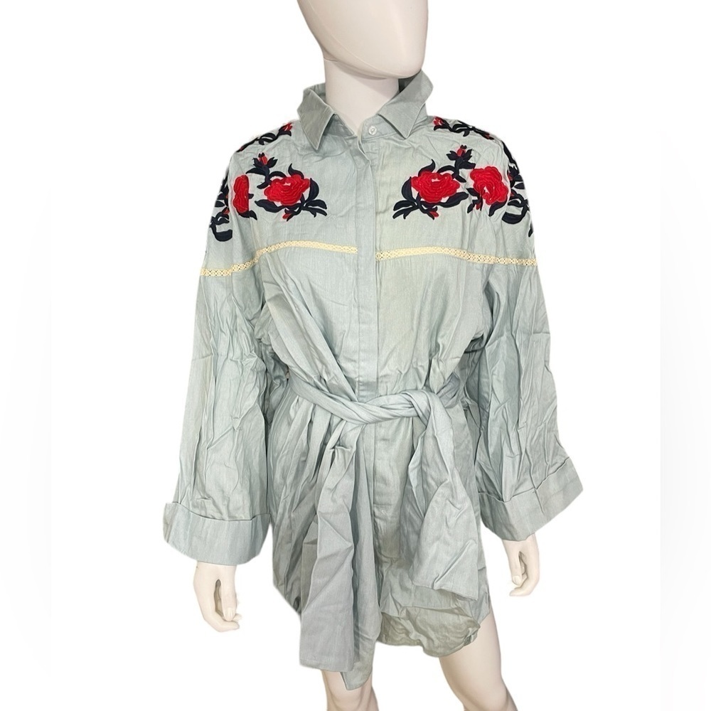 AMT Tunic Bella Blue Floral Printed Flare
Long Sleeve Top Dress
New - Picture 2 of 8